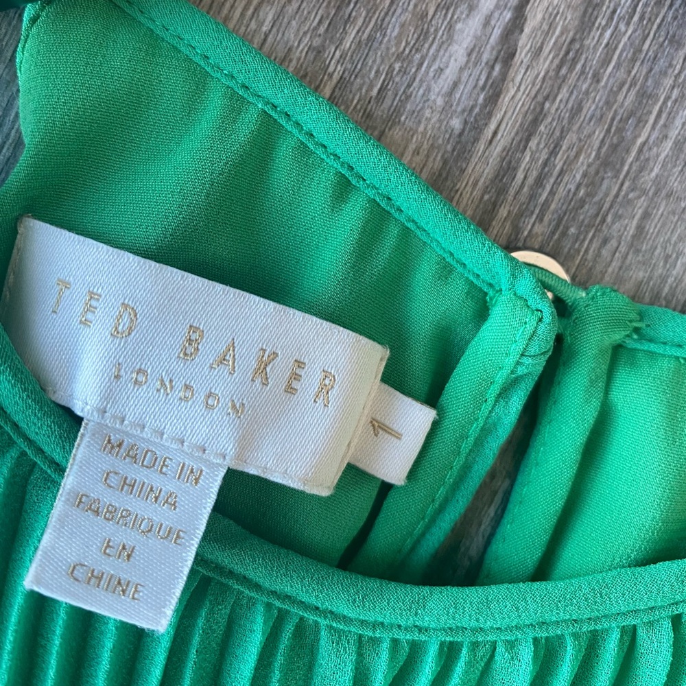 Like new! Ted Baker Nellina pleated midi dip hem asymmetrical color block dress - Picture 3 of 5